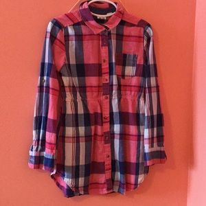 Girls H&M long plaid button up tunic